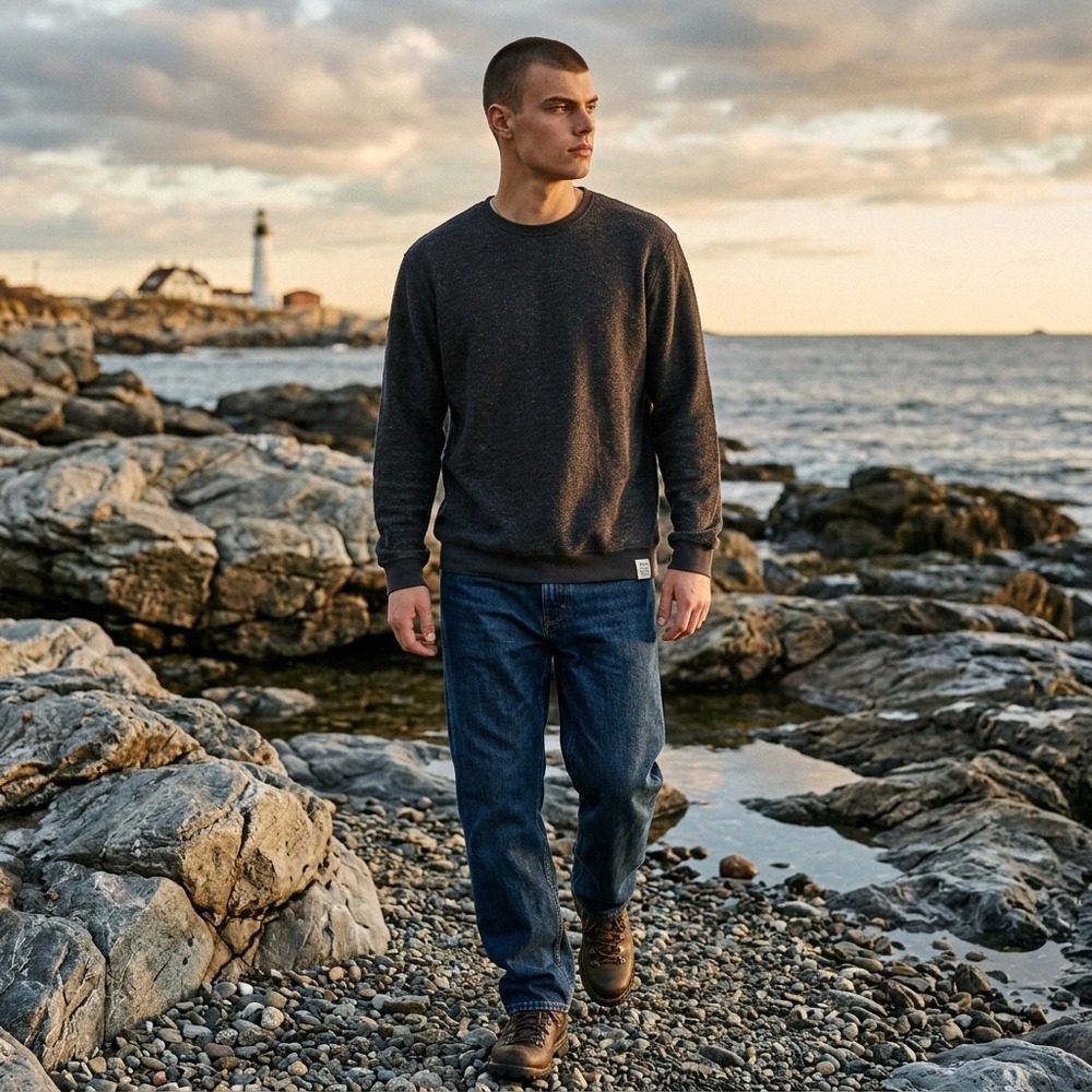 Mollusk California Mens Charcoal Grey Salt and Pepper Crewneck Sweatshirt S - Picture 1 of 7